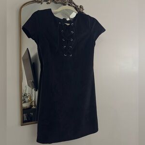 Express Black Lace-Up Mini Dress
